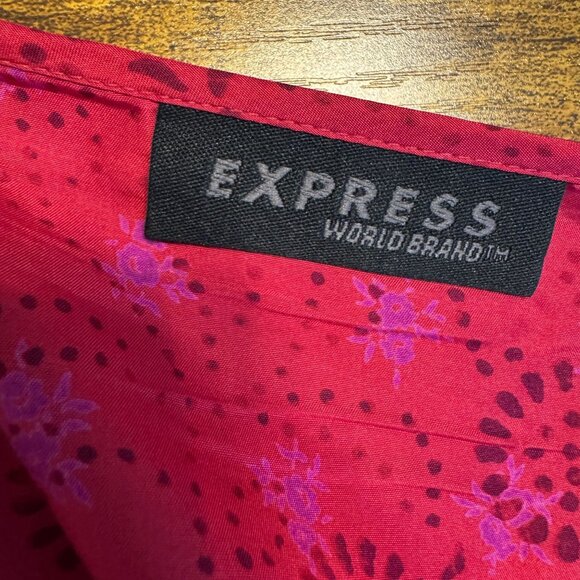 Express Womens Silk Wrap Maxi Pencil Skirt Size 9 10 Vintage 90s Boho Pink World - Picture 4 of 8